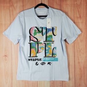 Staple T Shirt Men Large Light Blue Cotton Graphic Design Lab Think Piece Create